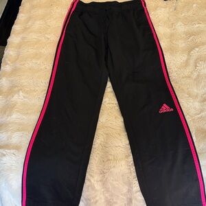 adidas Black Sweatpants with Hot Pink Side Stripes